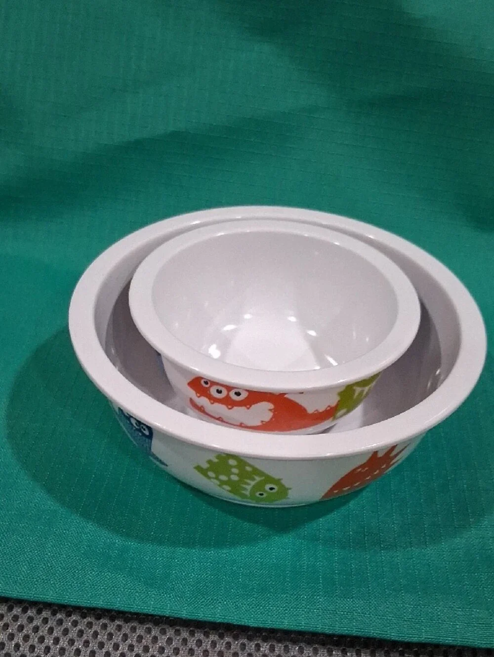 Kids Monster Print Plastic Bowl Set - White and Multicolor Circo